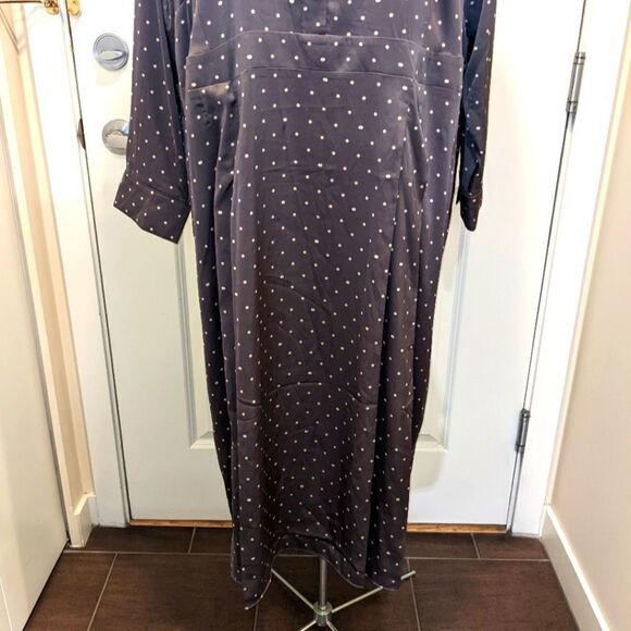 5$ Item! A MTL 1980 (Reitmans) 28 Grey Polkadot Button Front Long Sleeve Dress - Picture 4 of 10